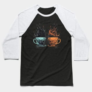 Tea Cup and Coffee Cup Summer Design Baseball T-Shirt